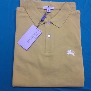 BURBERRY BRIT MEN GORSE YELLOW COTTON POLO SHIRT